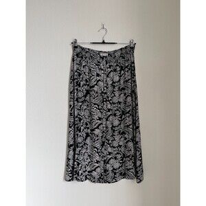 Urban Outfitters Paisley Button Down Midi Skirt in Black/Ivory Size MEDIUM